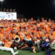 The Las Vegas Aviators celebrate after winning the Pacific Coast League Championship in 2025 at Las Vegas Ballpark. The victory advances them to the Triple-A National Championship. Las Vegas Aviators PCL Championship 2025