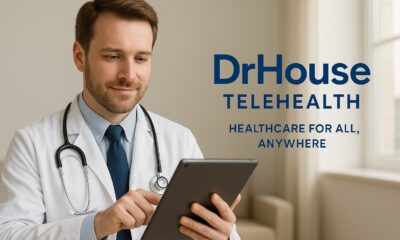 American doctor using tablet; DrHouse Telehealth ? affordable 24/7 online healthcare across all 50 states. Keywords: DrHouse telehealth, online doctor, virtual urgent care, affordable healthcare, no insurance needed, 24/7 healthcare app, Las Vegas news